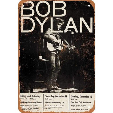 Bob Dylan Concert Repro Vintage Metal Tin Sign Ad