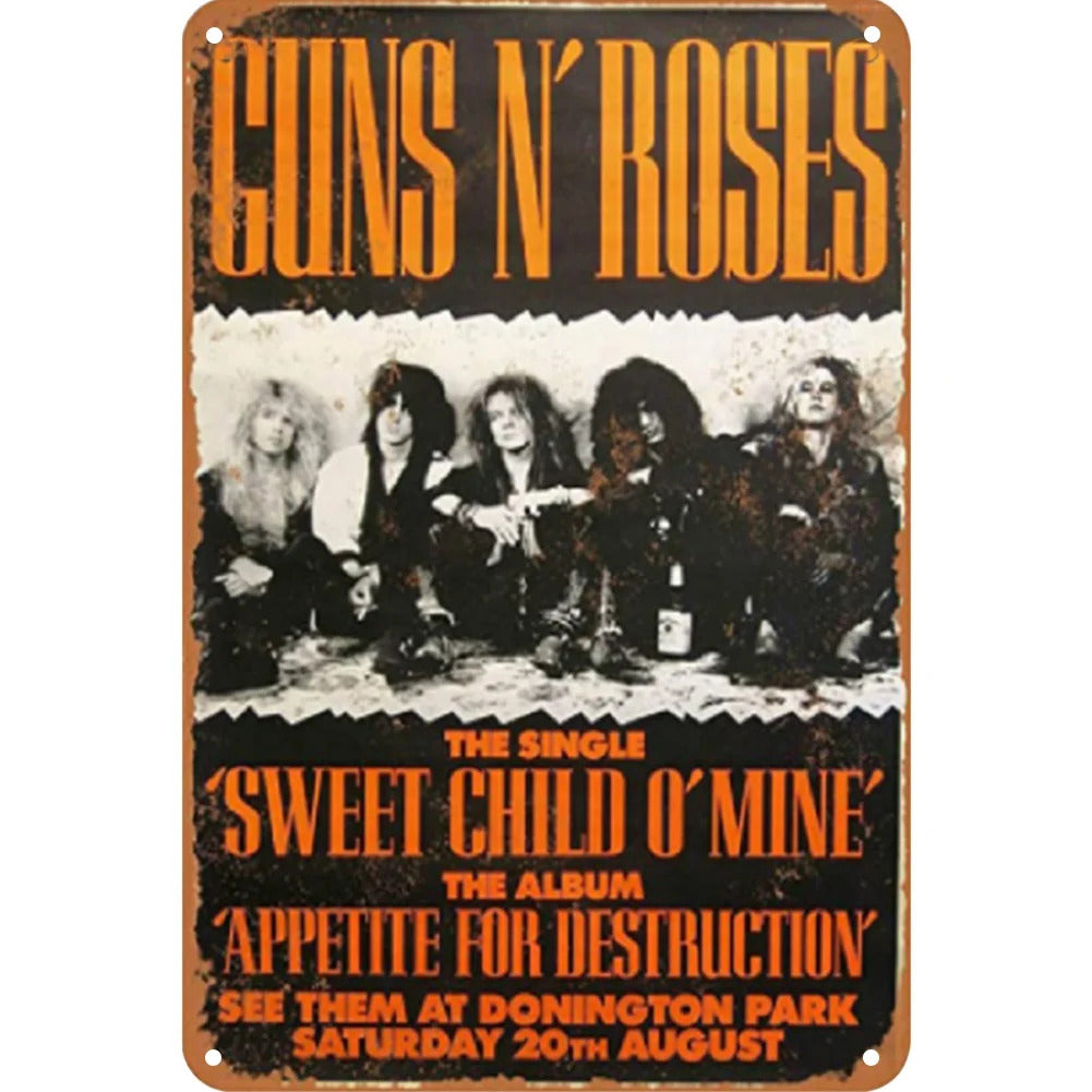Guns N Roses At Donington Park Repro Vintage Metal Tin Sign Ad