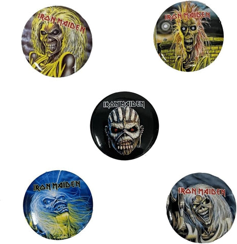 Iron Maiden The Faces of Eddie Licensed Button Badge Set