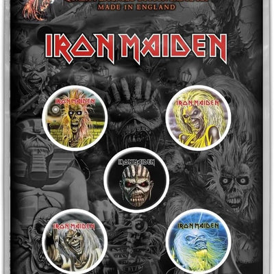 Iron Maiden The Faces of Eddie Licensed Button Badge Set