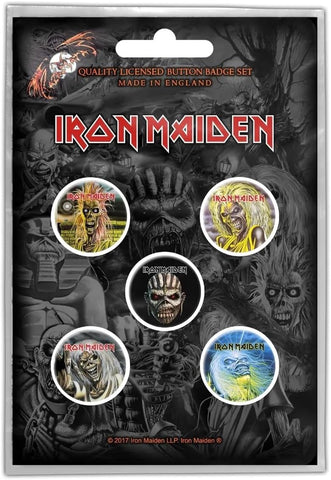 Iron Maiden The Faces of Eddie Licensed Button Badge Set