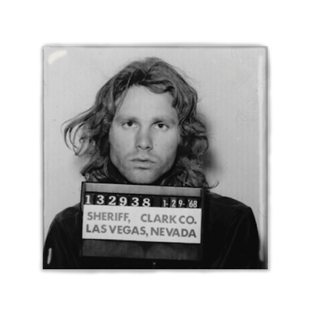 Lot of 2 Jim Morrison - Mugshot Square Fridge Magnets