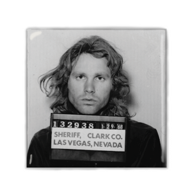 Lot of 2 Jim Morrison - Mugshot Square Fridge Magnets