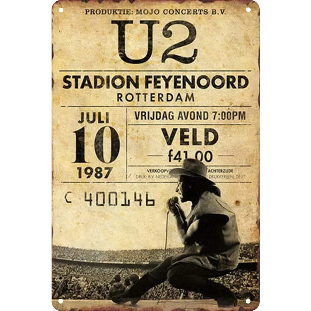 U2 in Concert Rotterdam Vintage Style Metal Tin Sign Ad
