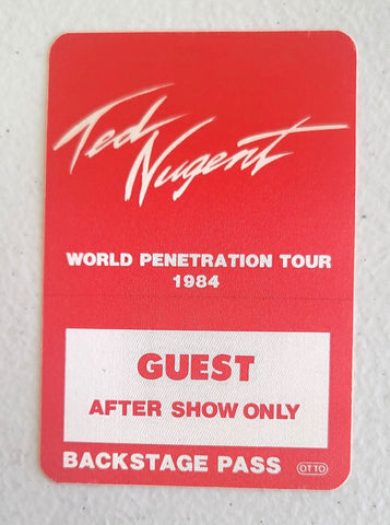 Ted Nugent World Penetration Tour 1984 Backstage Pass OTTO
