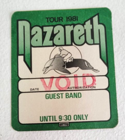 Nazareth on Tour 1981 - Guest Band Backstage Pass