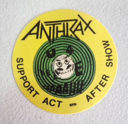 Anthrax 1988 Tour Backstage Pass