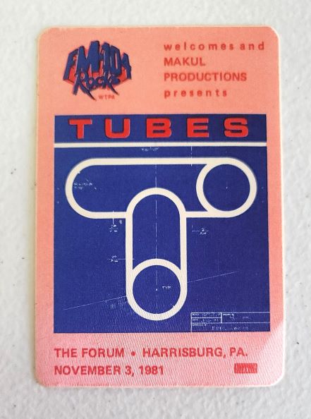 Tubes Radio Promo Tour 1981 Harrisburg PA Backstage Pass