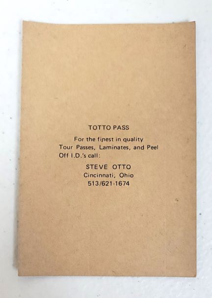 Boston Euro Tour 1979 Vinyl Backstage Pass