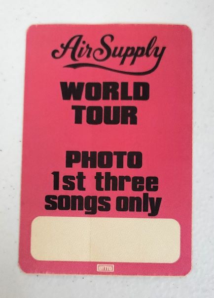 Air Supply 1st Three Songs Only World Tour Backstage Pass