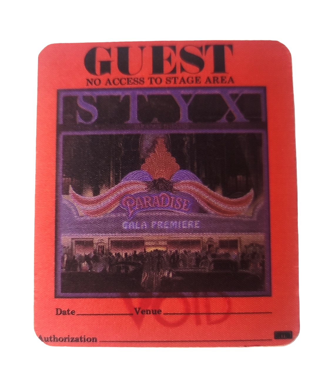 Styx Paradise Theater Tour 1981 Backstage Pass OTTO