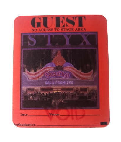 Styx Paradise Theater Tour 1981 Backstage Pass OTTO