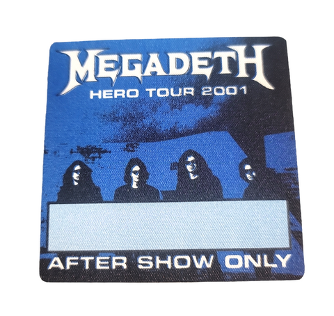 Megadeth The World Needs a Hero Tour 2001-2002 After Show Backstage Pass